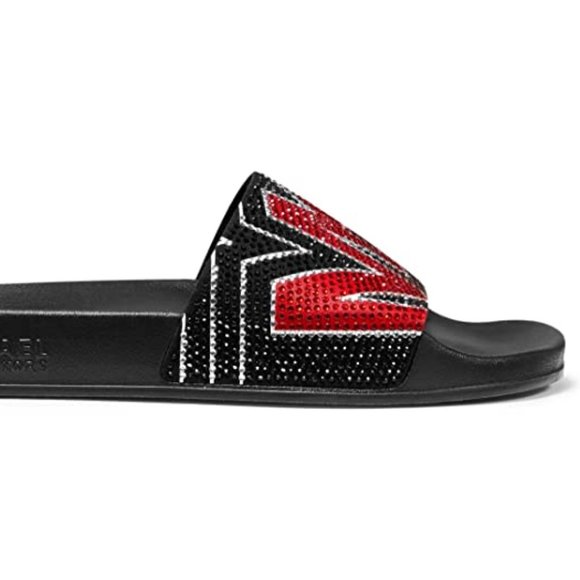 MICHAEL KORS Gilmore Jett Red Crystal Slide Sandal - Picture 4 of 9